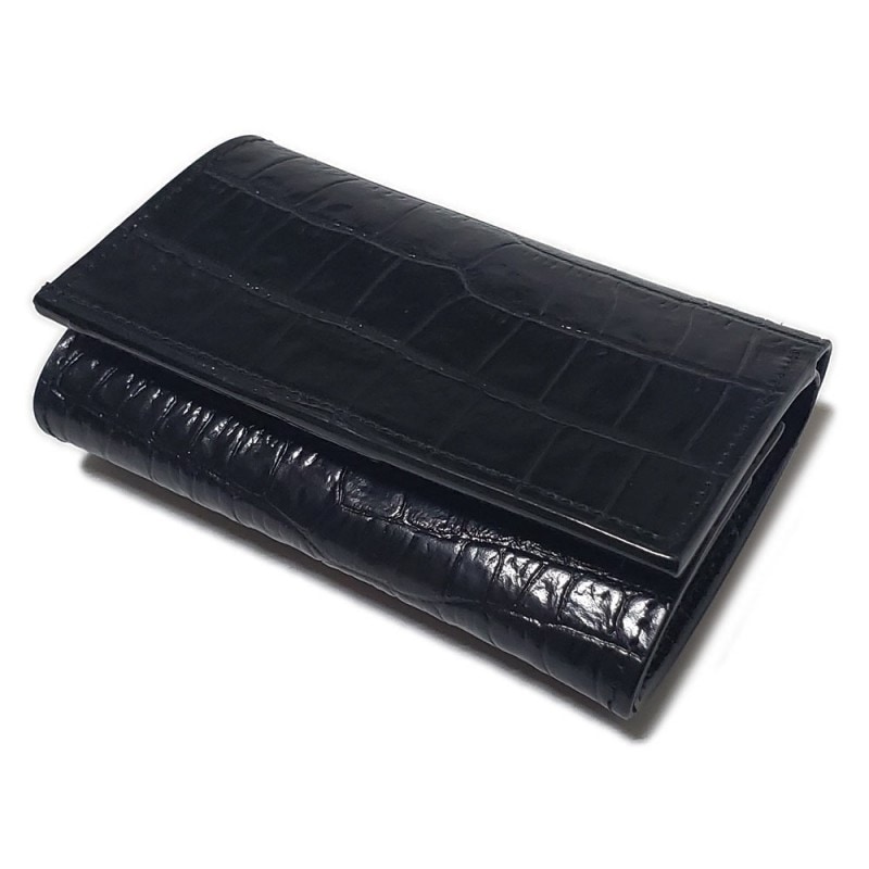 植物タンニン鞣し牛革 クロコダイル調エンボス仕上げ 三つ折り ミニマム レザーウォレット/小さい財布