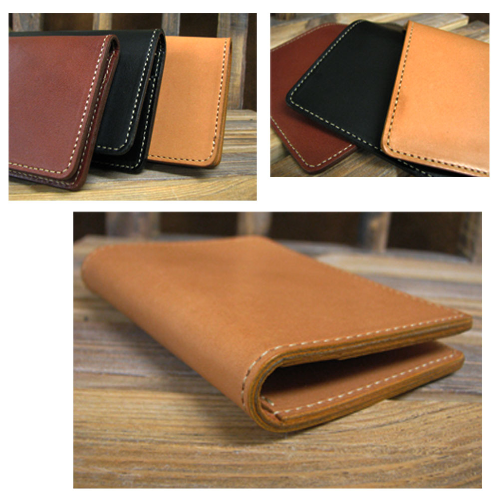 植物タンニン鞣し牛革(オイルレザー) 二つ折りレザーカードケース/パス