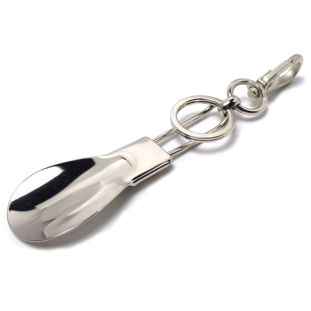 シューホーン/折り畳み式(靴ベラ型 ステンレス手磨き2重カン付きキーリング/キーホルダー/ カラビナ