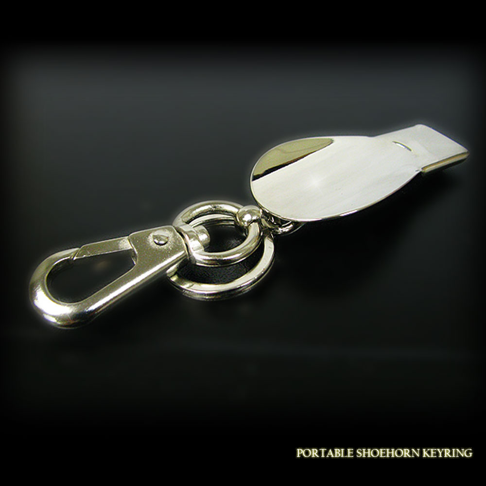 シューホーン/折り畳み式(靴ベラ型 ステンレス手磨き2重カン付きキーリング/キーホルダー/ カラビナ