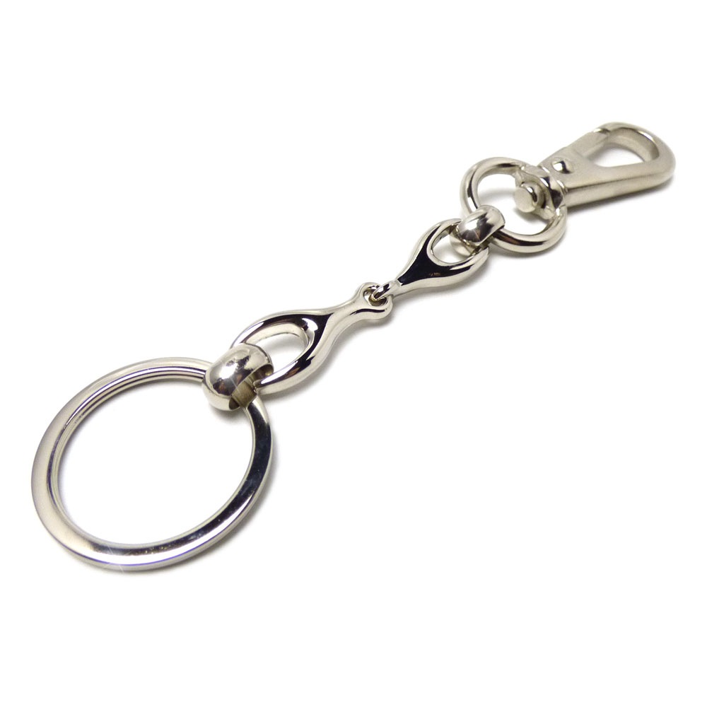 2連 流線パーツ ステンレス手磨き2重カン付き ナスカン キーホルダー /カラビナ/キーリング