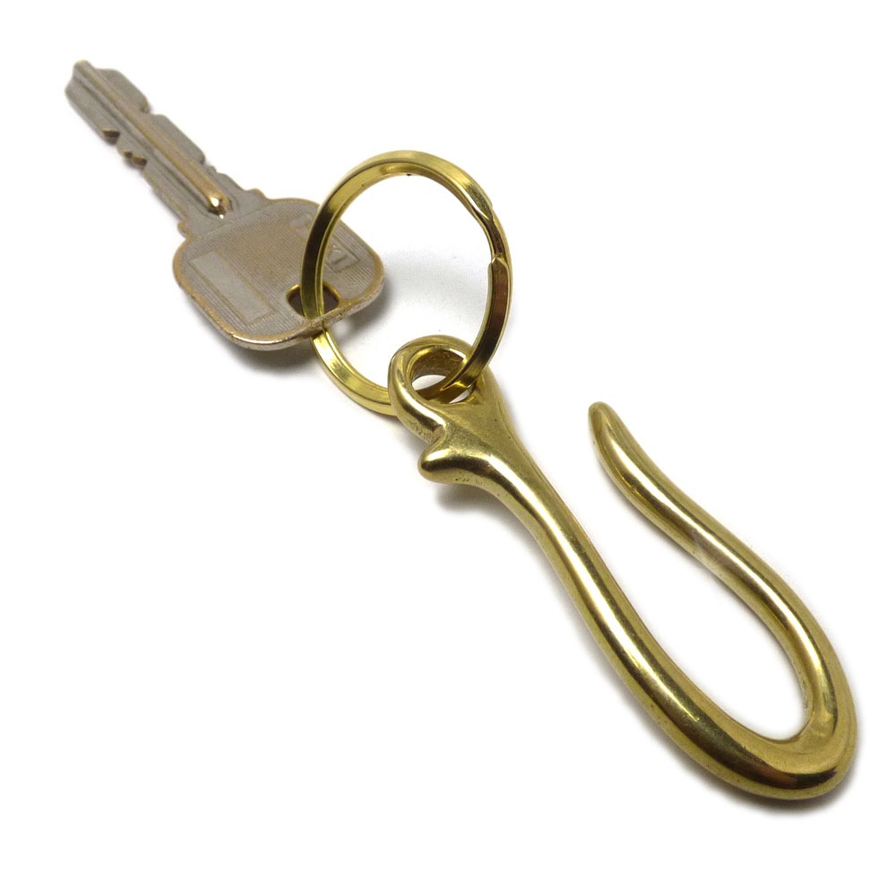 ゴールドブラス(真鍮) 64mmフィッシュフック/ ベルトフック/釣り針型