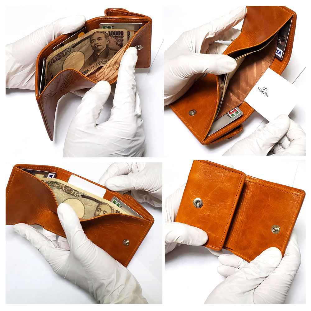 イタリアンレザーコンパクト三つ折り財布 牛革 小さい財布 HIS-FACTORY 三つ折り財布 プエブロ tino イタリアン