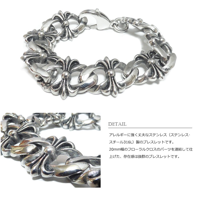 20mmフローラルクロス 透かし彫り仕上げパーツ ステンレス