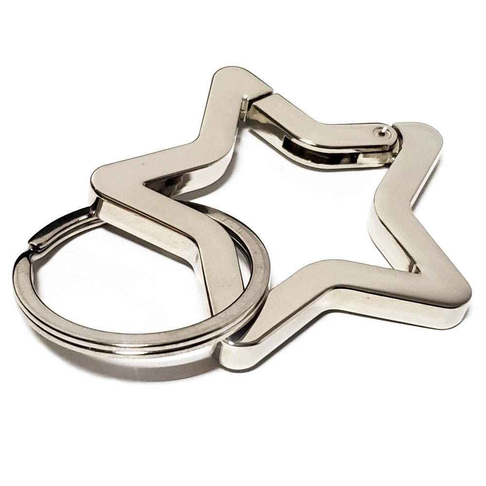 55mm  オープンスター カラビナ（星型） ステンレス二重カン付き キーホルダー /キーリング