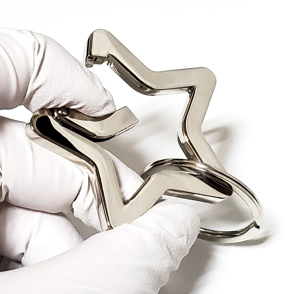 55mm  オープンスター カラビナ（星型） ステンレス二重カン付き キーホルダー /キーリング