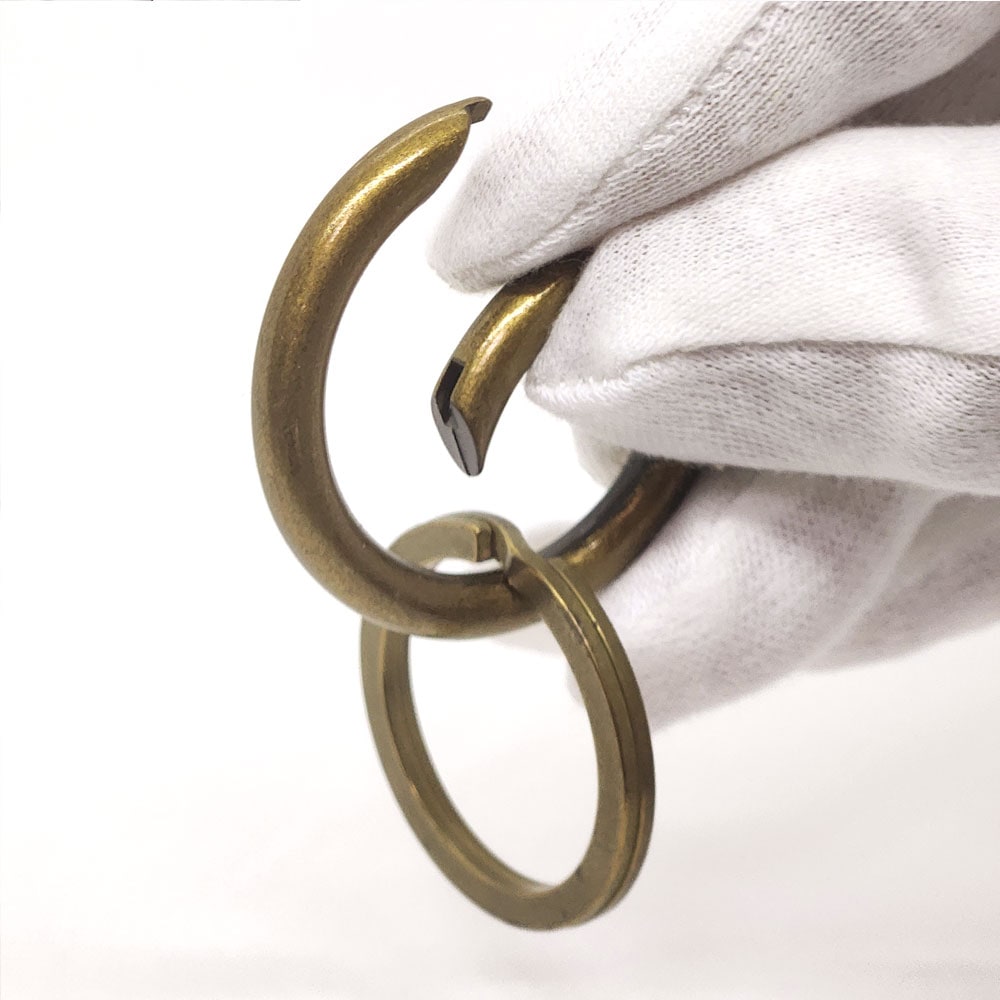 40mm リングカラビナ ブラスカラー仕上げ 31mm真鍮平型二重カン付き