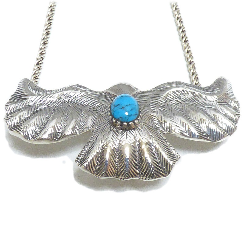 ネイティブ 57mm 大型イーグル(鷲) ターコイズ埋め込み シルバー925  