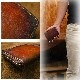 植物タンニン鞣し牛革(ヌメ革) 職人ぼかし手染め仕上げ L型ラウンドファスナー式 コンパクトレザーウォレット/革財布/ハンドメイド