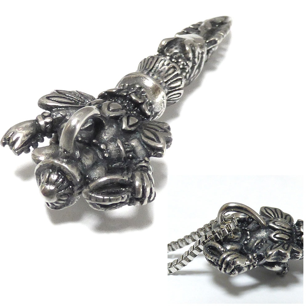 密教法具 60mm 金剛杭（プルパ） ヒンドゥーガネーシャ ブラック