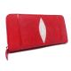 スティングレイ/ガルーシャ（エイ革）　ラウンドファスナー式  ロングレザーウォレット（レッド）