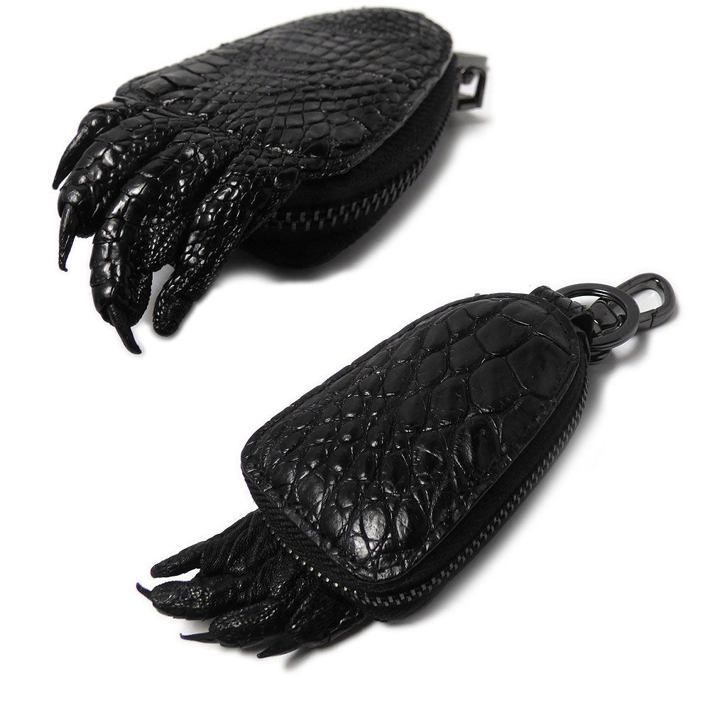 tiger1様新品 クロコダイル キーケース ラウンドファスナー クロコダイル（ワニ革） ハンドクロウ ラウンドファスナー格納式