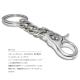 【SILVER925】クロス・ペイタンス レバーナスカン(カラビナ) 喜平チェーン フラットダブルリング キーホルダー 【シルバー925/キーリング 】