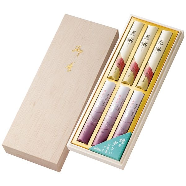 花琳・ルビー宝 線香アソート木箱短寸6束