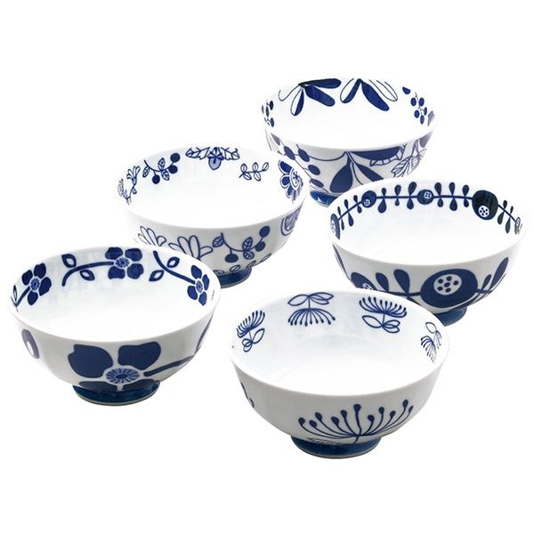 波佐見焼 藍絵変り 軽々茶漬揃
