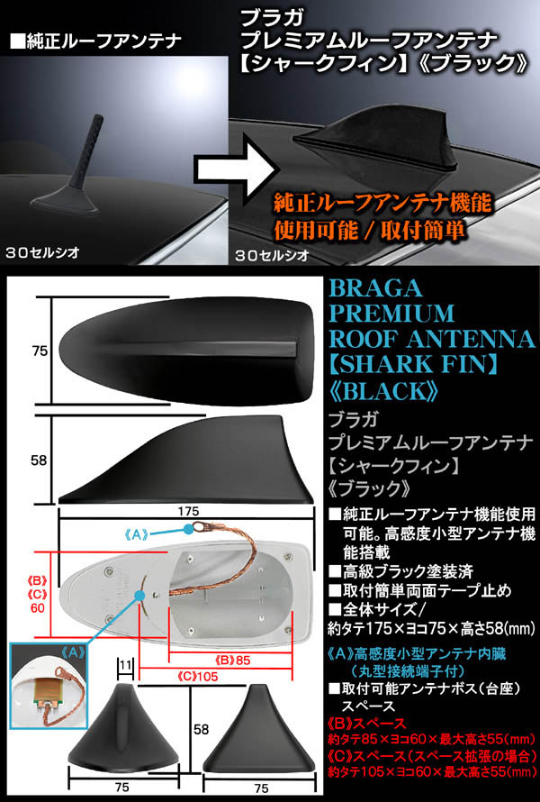 輸入車/外車/T-1 塗装済 プレミアム シャーク フィン アンテナ