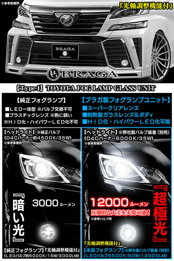 T-1[210系マジェスタ]汎用]純正交換フォグランプ耐熱ガラスレンズ