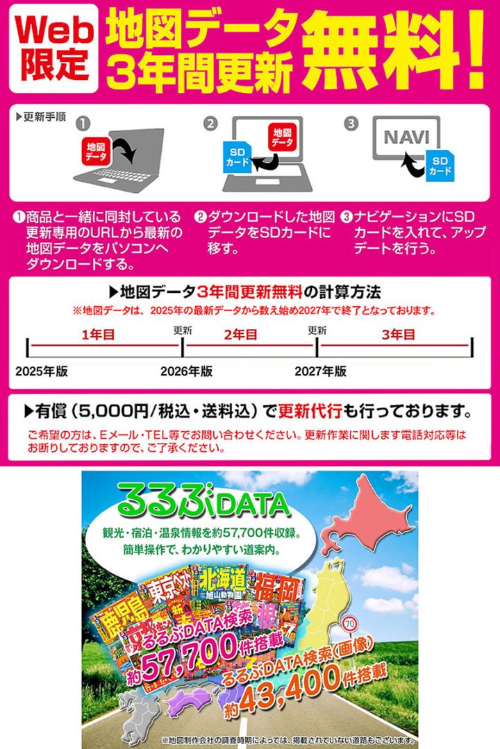 バイク ポータブル ナビ/2025年版地図搭載/タッチパネル/5インチ