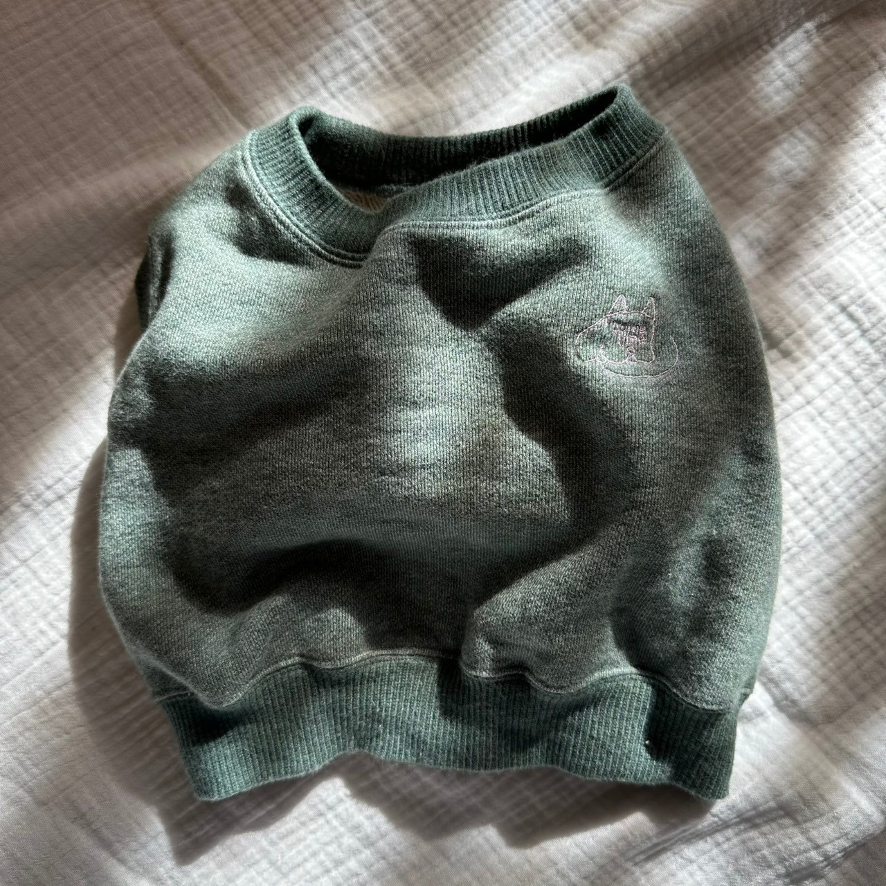 明日は一緒にどこ行く?クロップドスウェット【メランジ・モスグリーン】