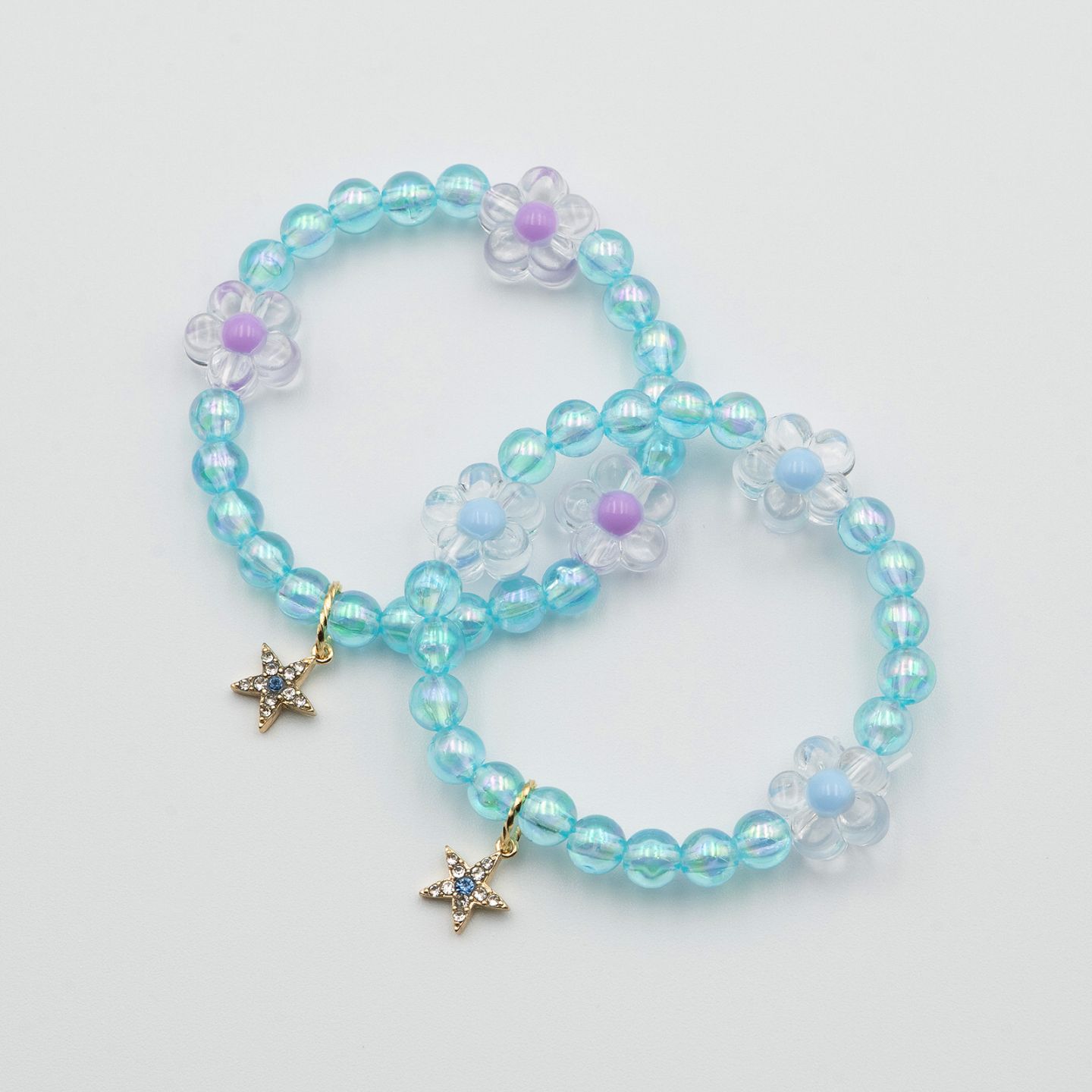 お花のブレスレット／ブルー（2個セット）