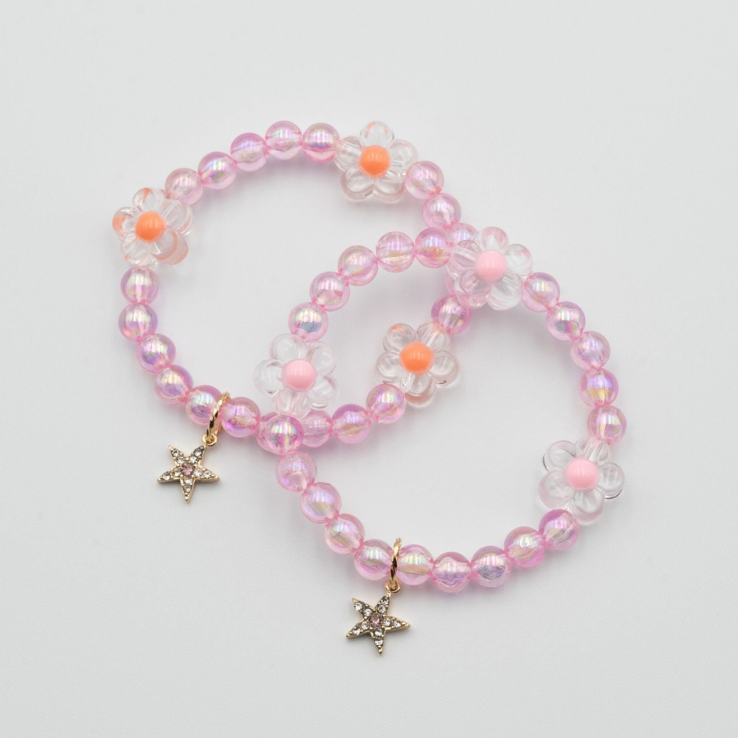 お花のブレスレット／ピンク（2個セット）
