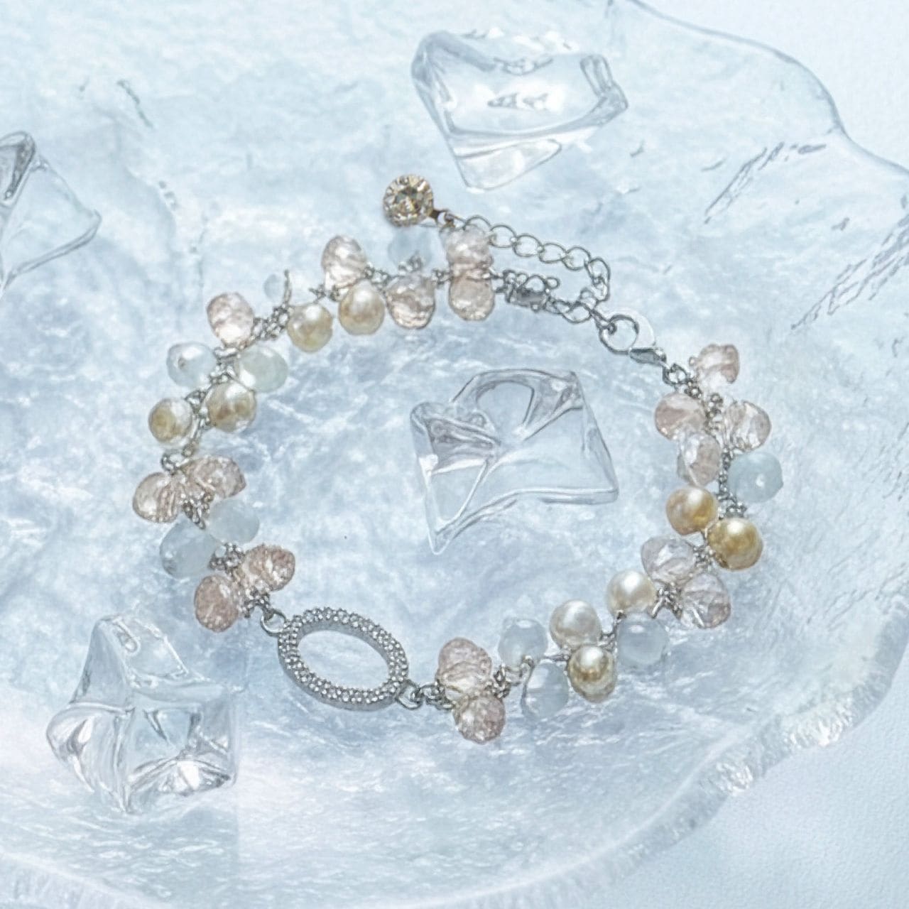 オーバルチャームのブレスレット／シルバー