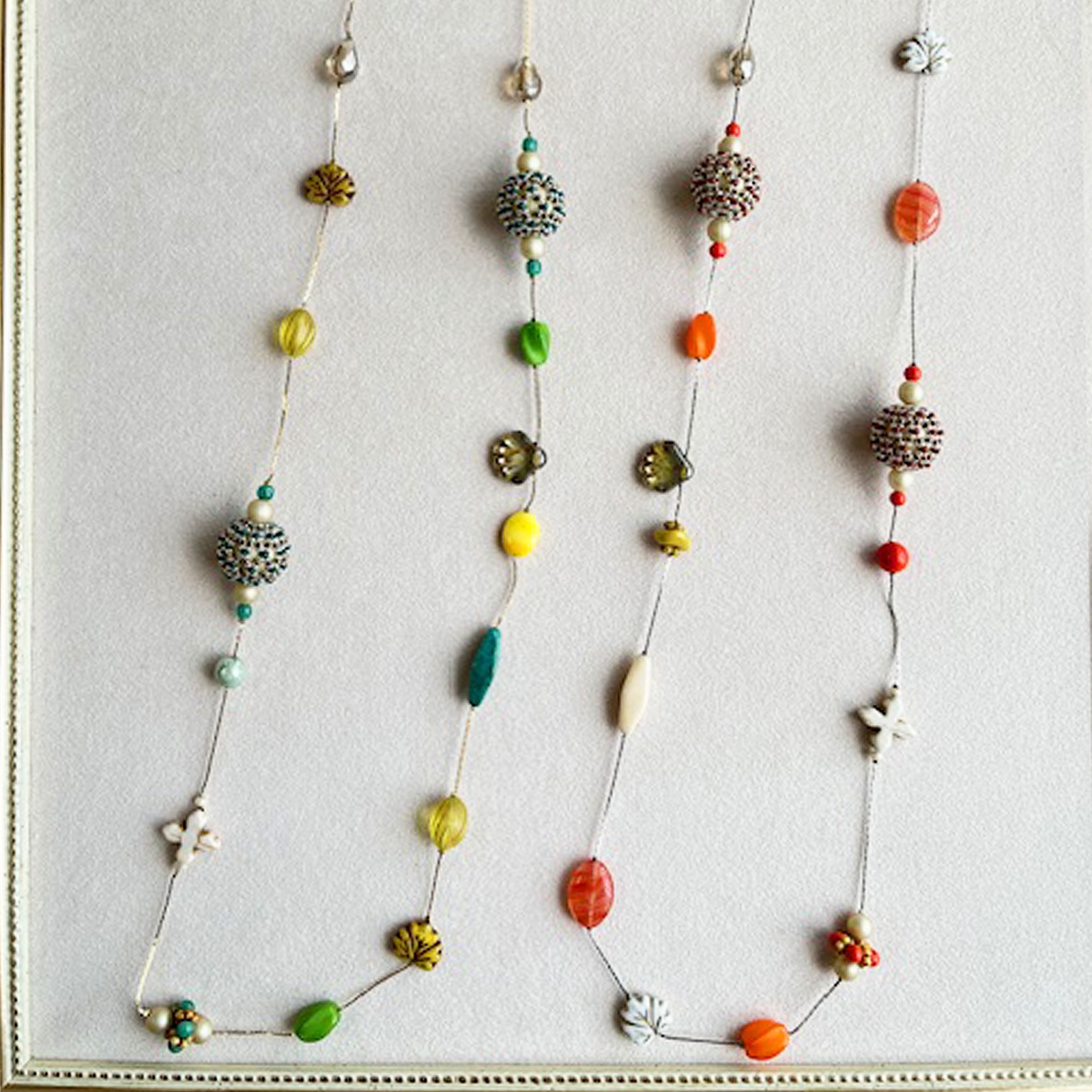 ビーズステッチボールで作るロングネックレス～結い目～ グリーン