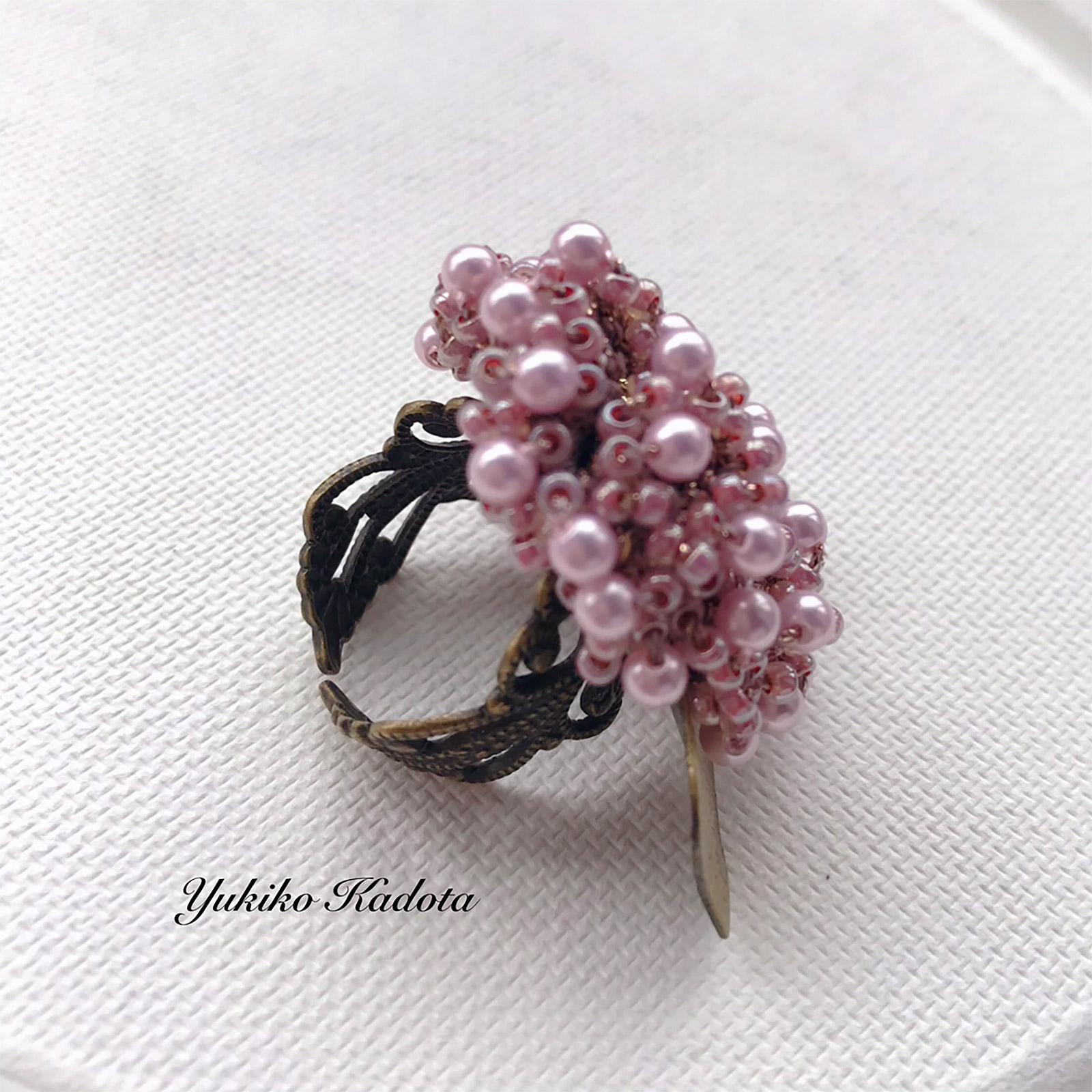 円形編みで編むスリールリング ブルーグレイ