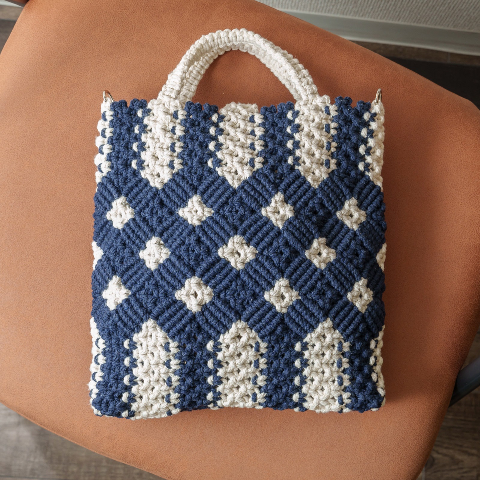 平結びと巻き結びで作るマリンバッグ