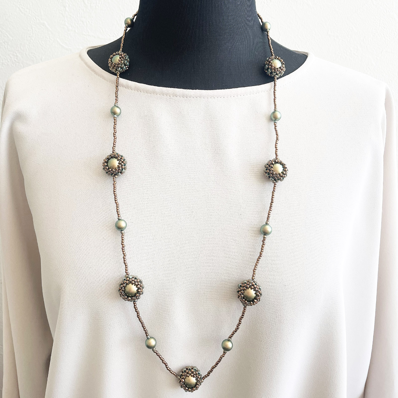 フレーミングボールネックレス/パール