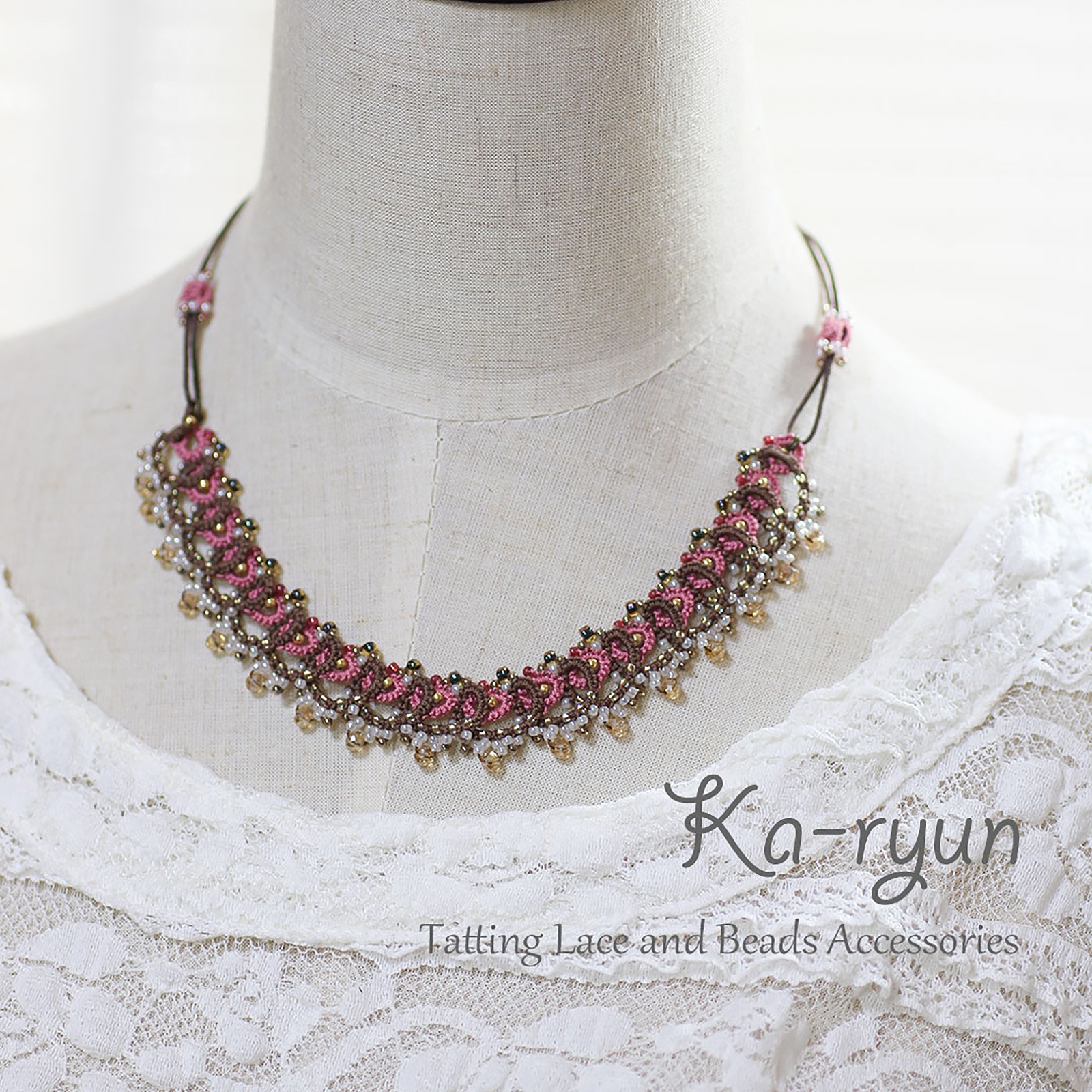 レイヤードネックレス ピンク