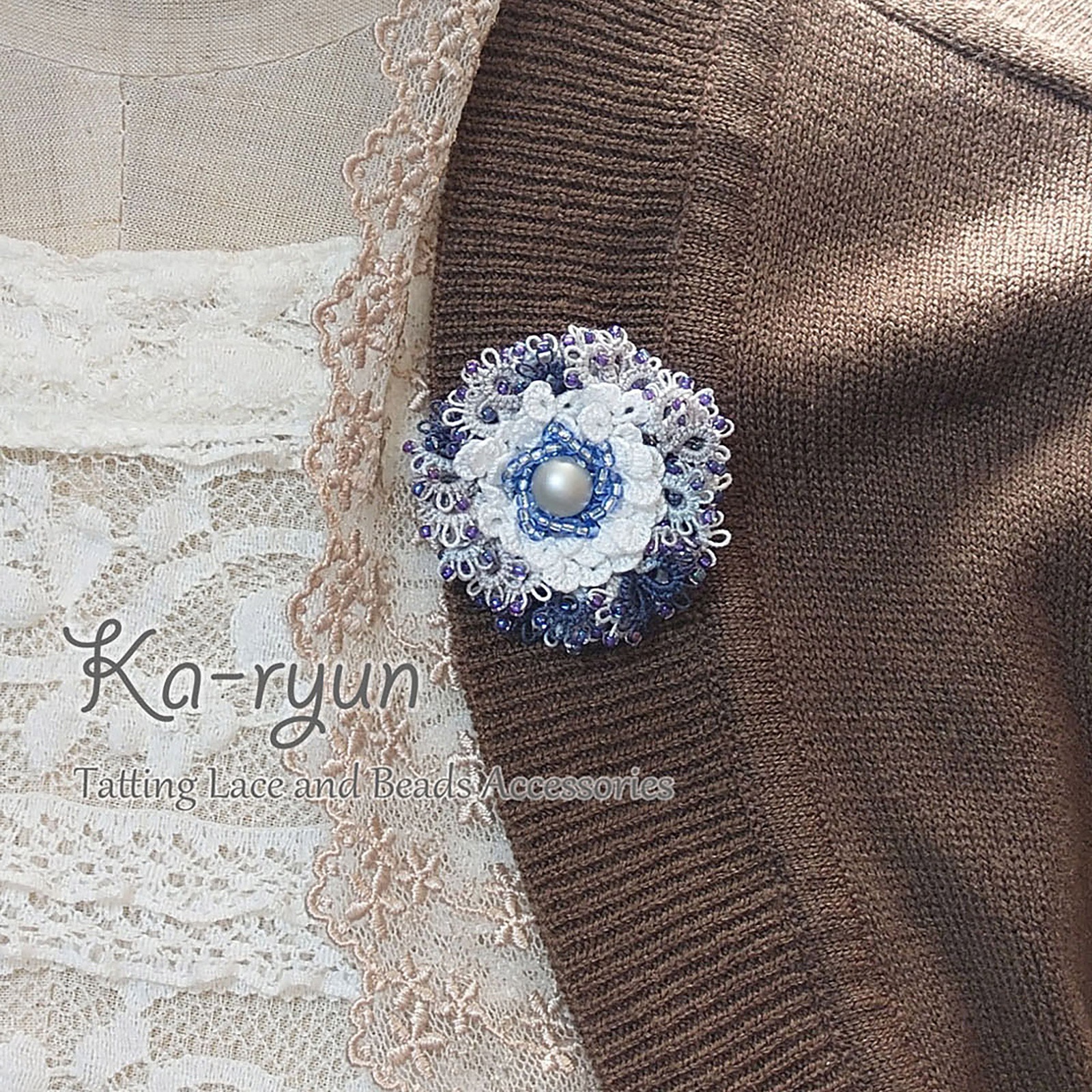 MokuMokuブローチ ネイビー