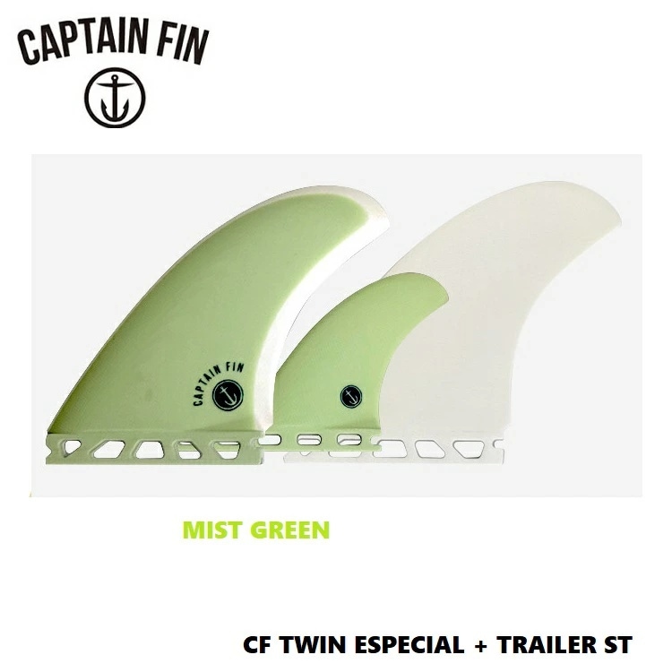 CAPTAIN FIN キャプテンフィン 【 CF TWIN ESPECIAL + TRAILER ST 5.15 MISTGREEN 】 2+1 【 SINGLE TAB 】 FUTURES フューチャー 3本セット ツイン スタビライザー フィン 日本正規品 送料無料!!