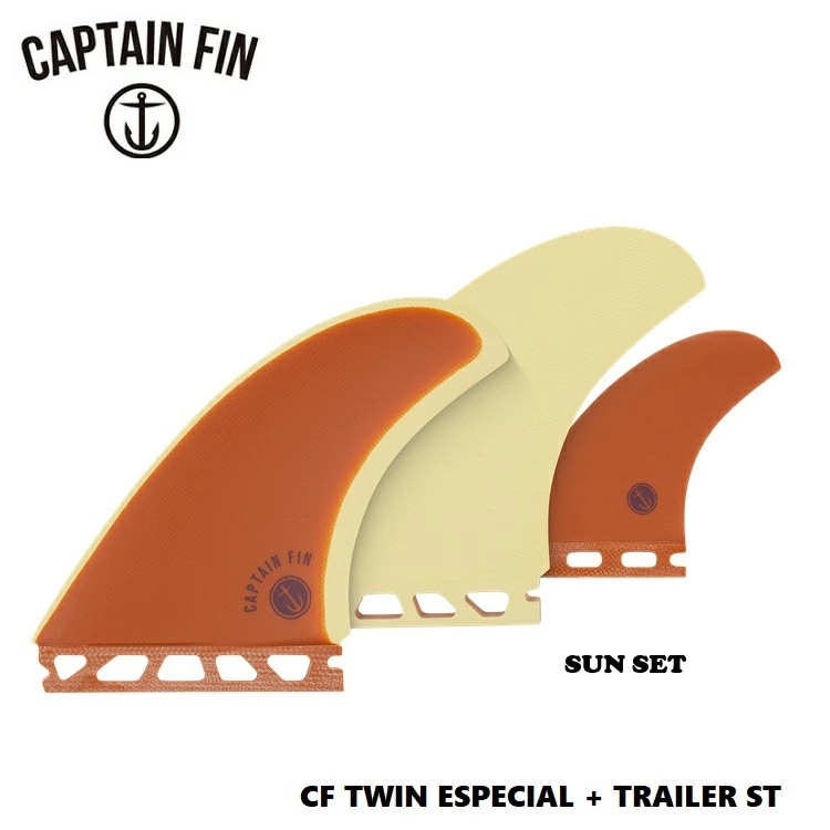 CAPTAIN FIN キャプテンフィン 【 CF TWIN ESPECIAL + TRAILER ST 5.15 SUNSET 】 2+1 【 SINGLE TAB 】 FUTURES フューチャー 3本セット ツイン スタビライザー フィン 日本正規品 送料無料!!