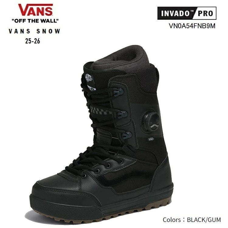 VANS SNOW 25-26 INVADO PRO インバードプロ カラー:BLACK/GUM VANS SNOWBOARD BOOTS バンズ スノーボードブーツ VANS 日本正規品 保証書付 2026
