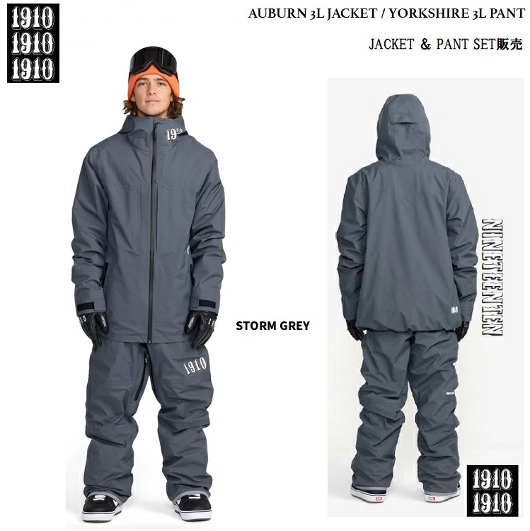 1910 NINETEEN TEN / AUBURN 3L SNOW JACKET & YORKSHIRE 3L SNOW PANT (JKT&PNT上下セット販売) カラー:STORM GREY(SIZE : L) / 26-27 /ナインティーン テン /ジャケット /パンツ /3LAYER /防水ウェア / 2027 913261601 913261602 【2026年11月より順次発送予定】