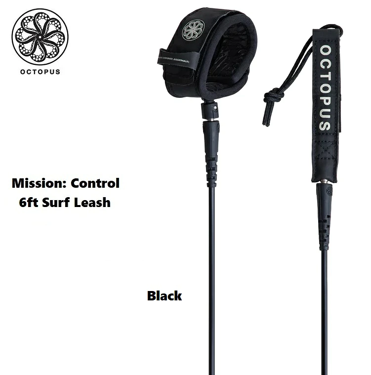 OCTOPUS オクトパス 【 Mission: Control 6ft Surf Leash - Black - 】 6フィート　LEASH　リーシュコード サーフィン用 流れ止め　サーフィン　サーフボード　サーフギア