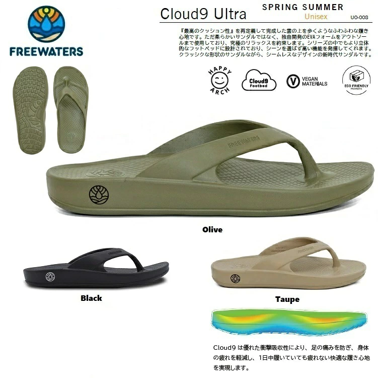 FREEWATERS フリーウォータース リカバリーサンダル【 Cloud9 Ultra 】Mens Sandal サンダル 日本正規品 ビーチサンダル クラウドナイン ユニセックス 2026 SPRING SUMMER スプリングサマーモデル　26SS