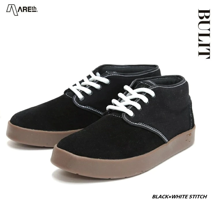 AREth アース BULIT ブリット カラー:BLACK×WHITE STITCH サイズ:9.5インチ(27.5cm) 　スニーカー アースフットウエア ヘンプ HEMP チャッカブーツ EARLY2026　AREth日本正規品