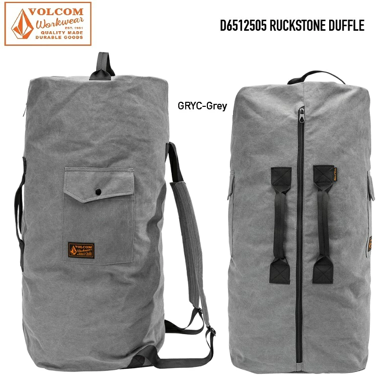 VOLCOM ボルコム 【 WORKWEAR Ruckstone Duffle - Grey 】 D6512505 BACKPACK ワークウエア　ダッフルバック バックパック かばん バッグ BAG 日本正規品 ★ボルコム