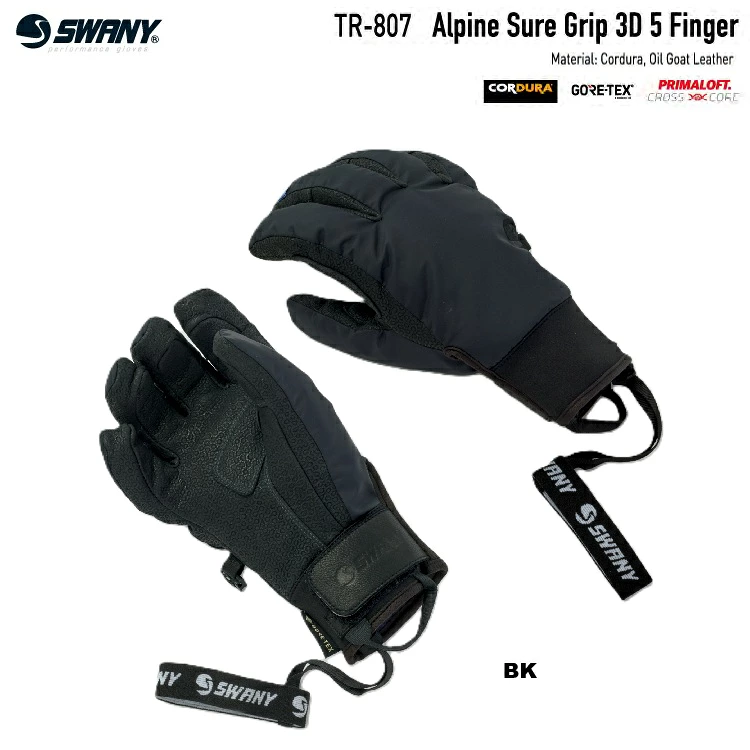 SWANY スワニー 26-27 Alpine Sure Grip 3D 5 Finger (アルパイン シュア グリップ 5フィンガー)カラー:BK TR-807 GORE-TEX PRIMALOFT 2027 グローブ ゴアテックス プリマロフト バックカントリー