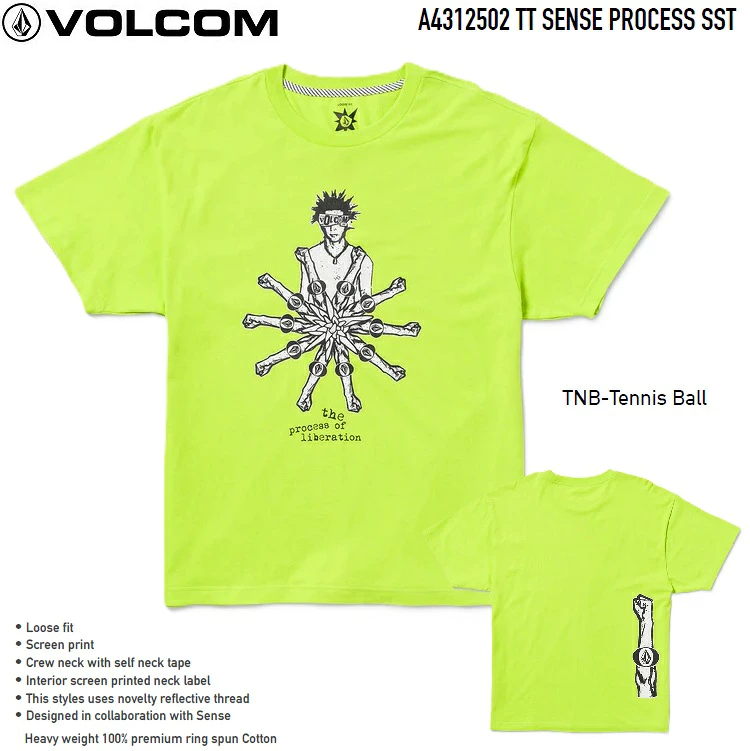 コピーVOLCOM ボルコム 【 Tokyo True Sense Process Short Sleeve Tee - Tennis Ball / SIZEM】 A4312502 Tシャツ シャツ メール便対応