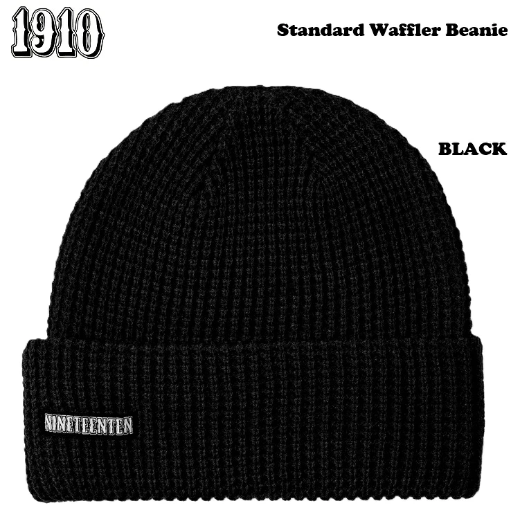 1910 NINETEEN TEN ナインティーン・テン Standard Waffler Beanie (BLACK) ビーニー ニット帽 ジェイミー＆スコフ 国内正規商品 2026F/W