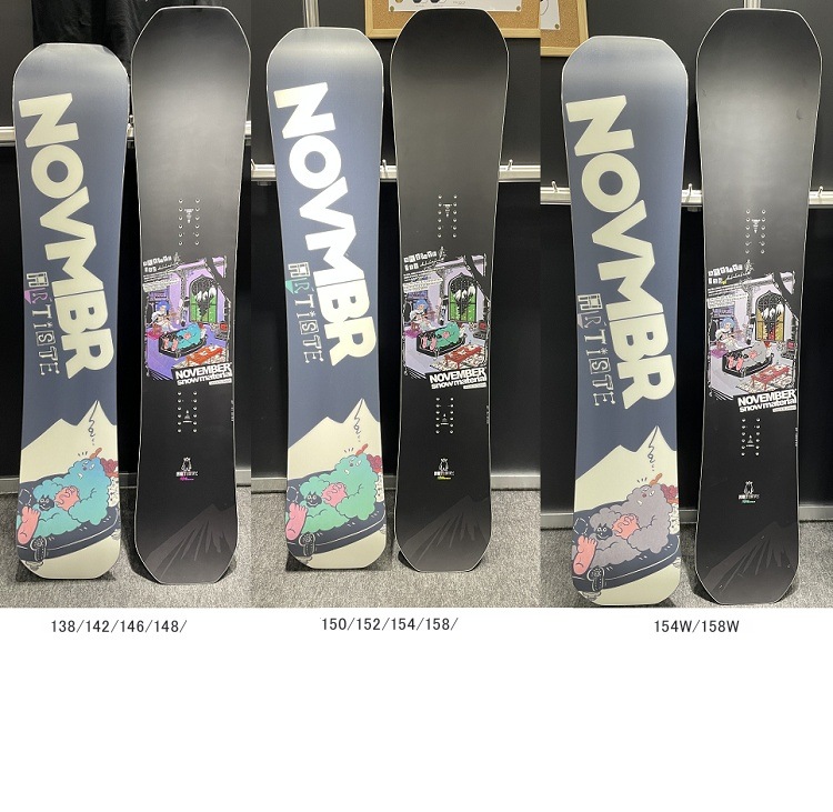 NOVEMBER ARTISTE(SIZE:158CM W / WIDE) ノベンバースノーボード アーティスト ツインチップ 25‐26 【全国送料無料】【初期チューン無料】2026 正規品 保証書付 /NOV/ノーベン/国産
