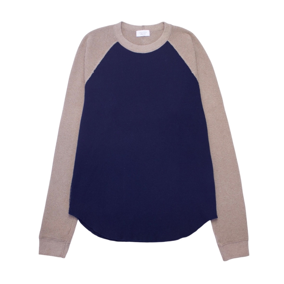 UNUSED アンユーズド 25AW US2522 Long-sleeve waffle T-shirt (NAVY×BEIGE)