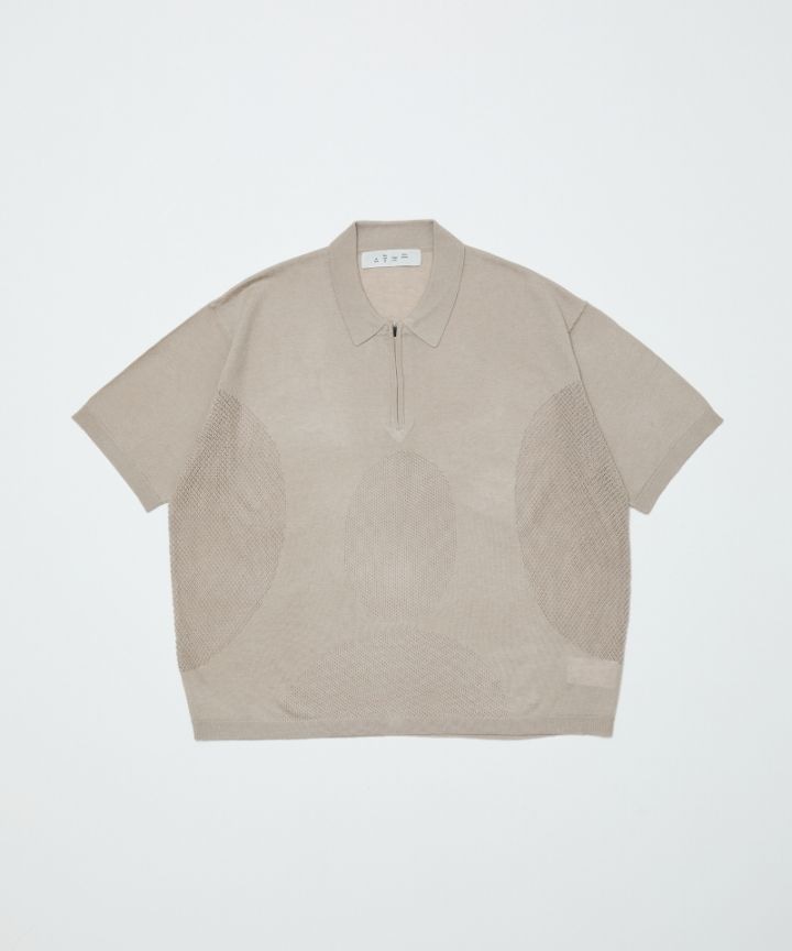 BAL バル VANTILATION MESH KNIT ZIP POLO SS (STONE BEIGE)