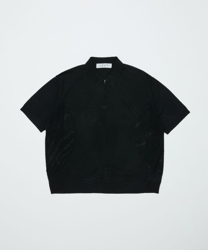 BAL バル VANTILATION MESH KNIT ZIP POLO SS (BLACK)