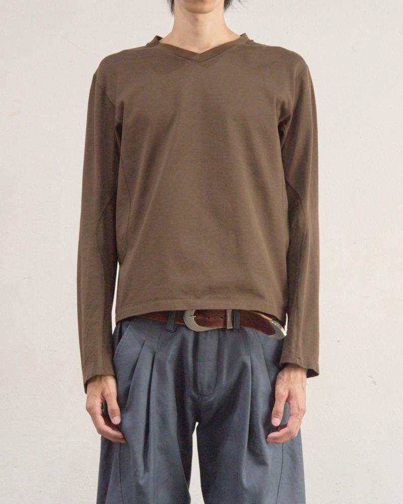 NVRFRGT ネヴァーフォーゲット 26SS PANELLED V-NECK LONG SLEEVE T-SHIRT (BROWN)