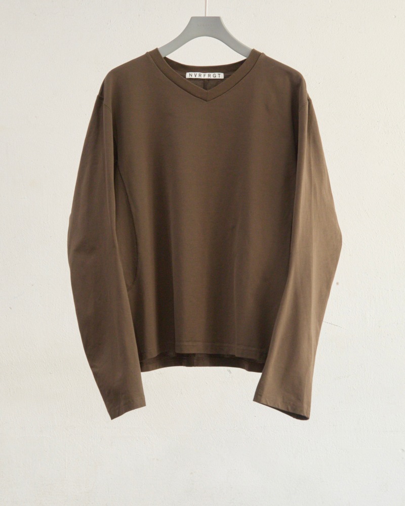 NVRFRGT ネヴァーフォーゲット 26SS PANELLED V-NECK LONG SLEEVE T-SHIRT (BROWN)