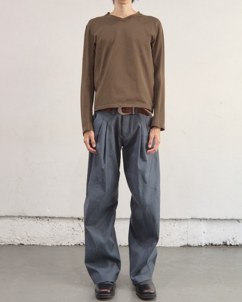 NVRFRGT ネヴァーフォーゲット 26SS PANELLED V-NECK LONG SLEEVE T-SHIRT (BROWN)
